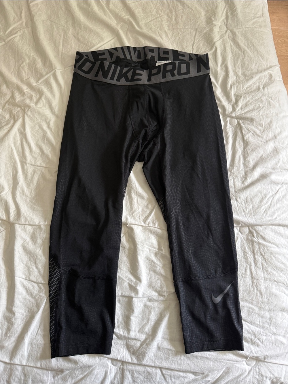 Nike Men’s Black Pro Compression Leggings with Gray Waistband